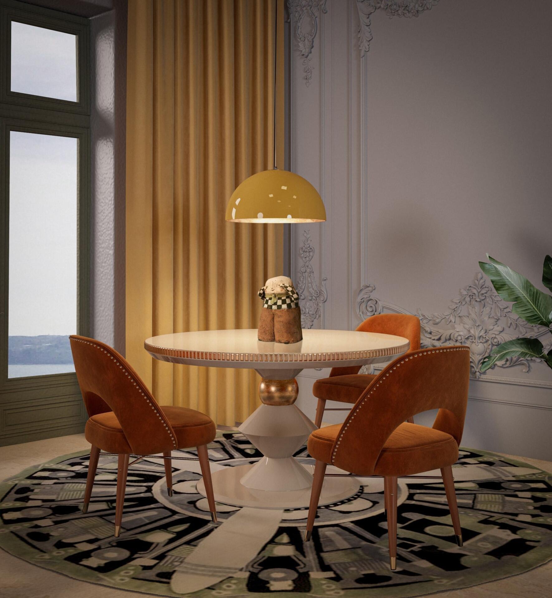 Warm yellow tones 1 Petit Cortez II Dining Table in a Warm yellow tones room