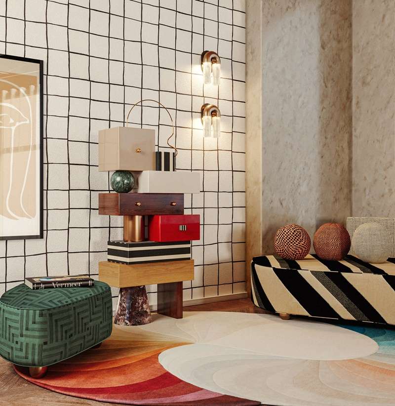 Sketck Chest Of Drawers in Memphis style living room