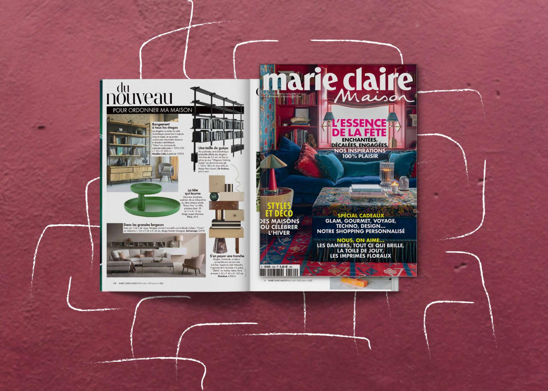 Marie Claire with sketch chess of drawers