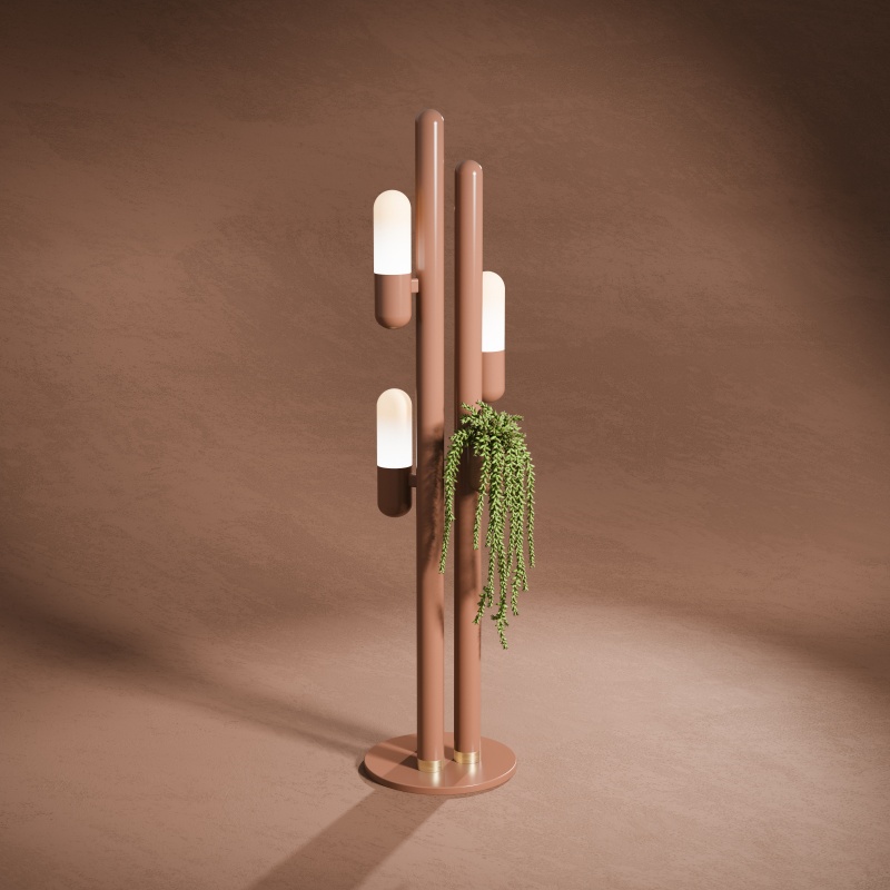 2025 Pantone Color - Mocha Mousse -Cactus Floor Lamp by Creativemary