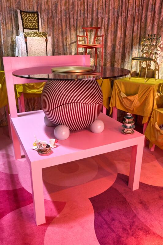 Hotel Uchronia at Maison et Objet - Circulus Dining Table with red stripped base