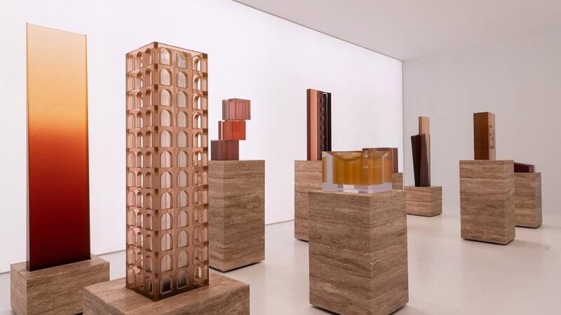 Designed by Sabine Marcelis for Fendi's "The Shapes of Water" installation at Design Miami 2018, these sculptures reinterpret the traditional fountain, blending futuristic aesthetics with sensual forms to celebrate the brand's heritage and its connection to water.