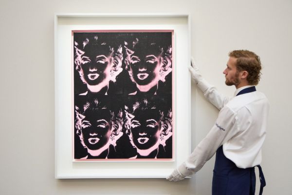 Frieze london four pink marilyns (reversal) by andy warhol