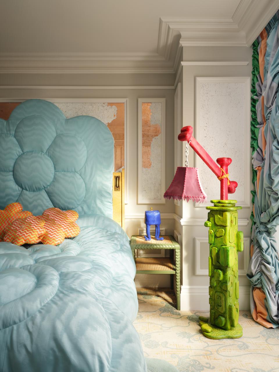 The pantone celadon suite bed room at mandarin oriental hyde park