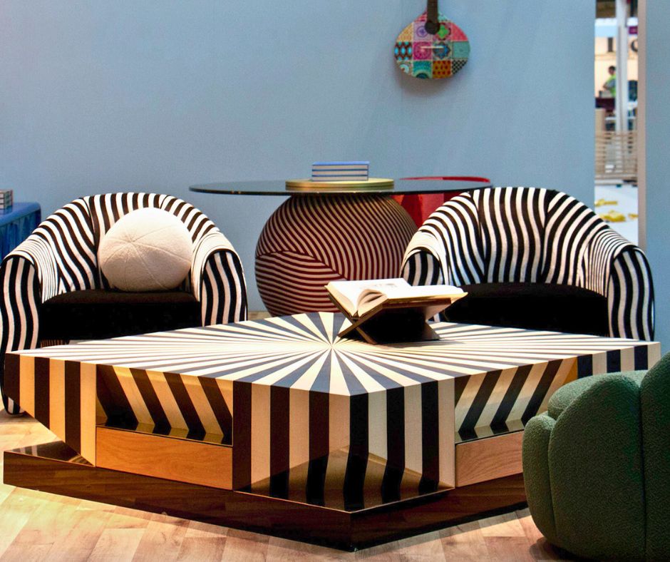 Decorex op-art center table by malabar