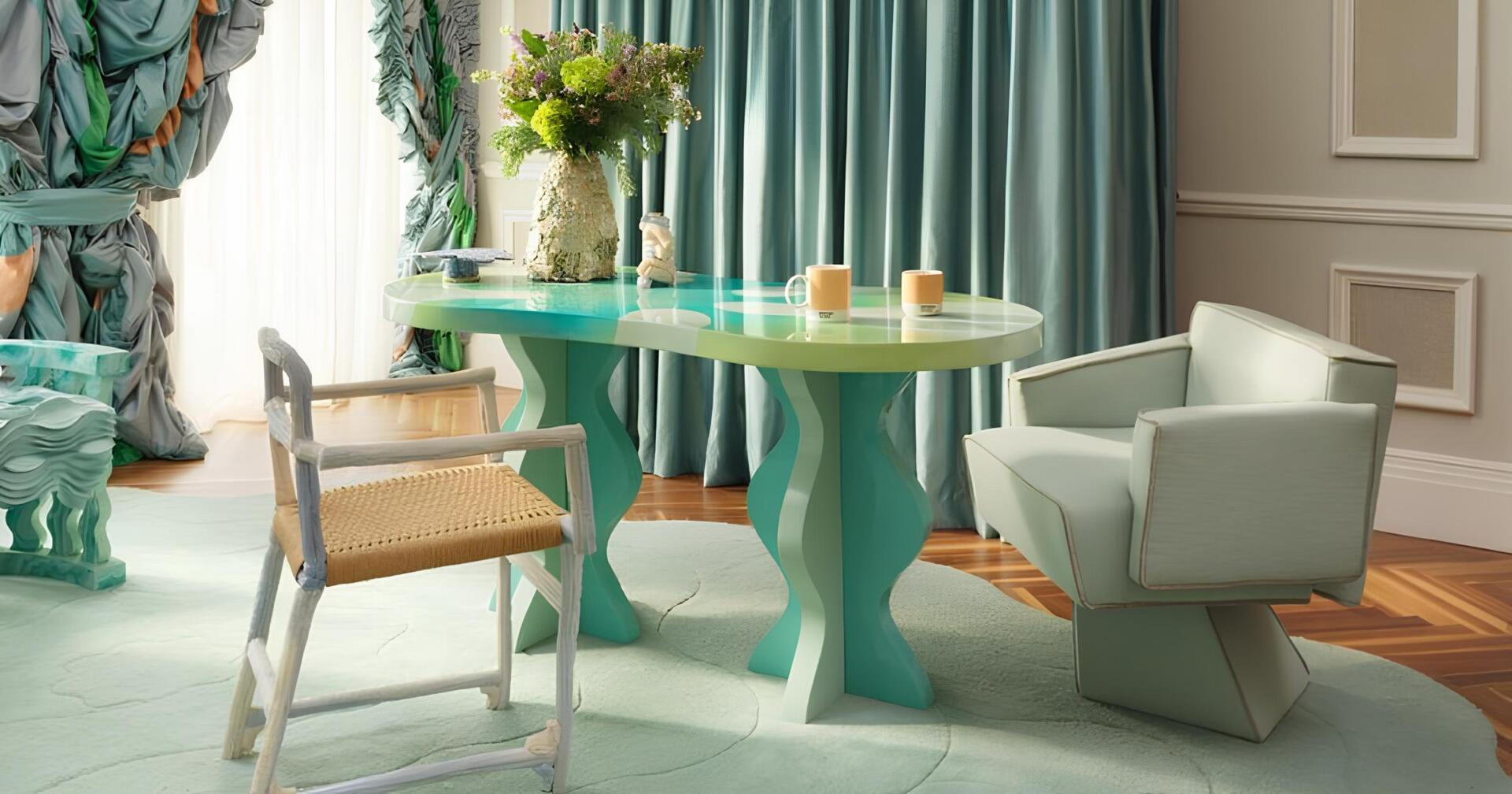 Bru tel dining chair at pantone suite mandarin oriental celadon green