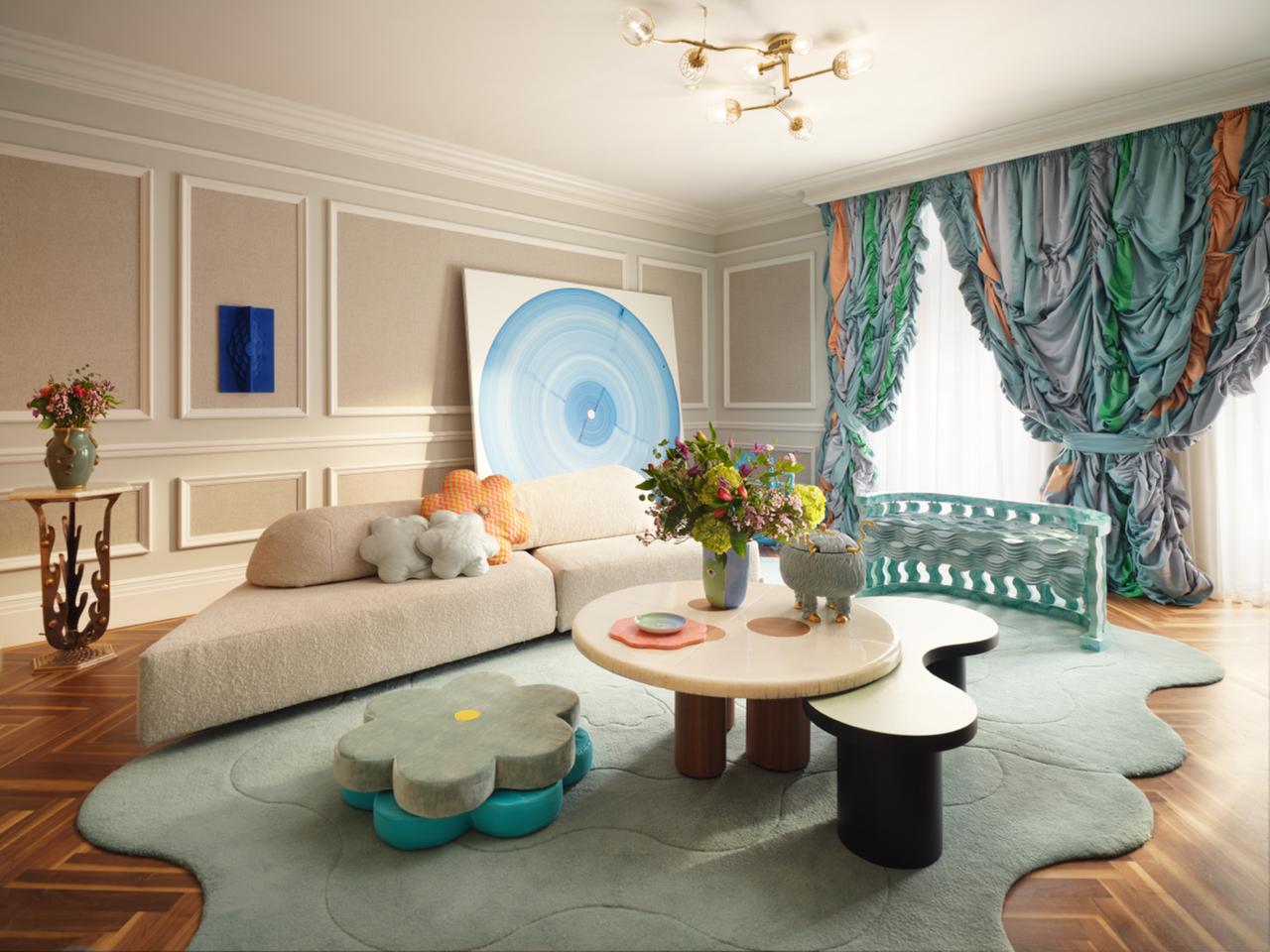 Pantone suite living room at mandarin oriental celadon green