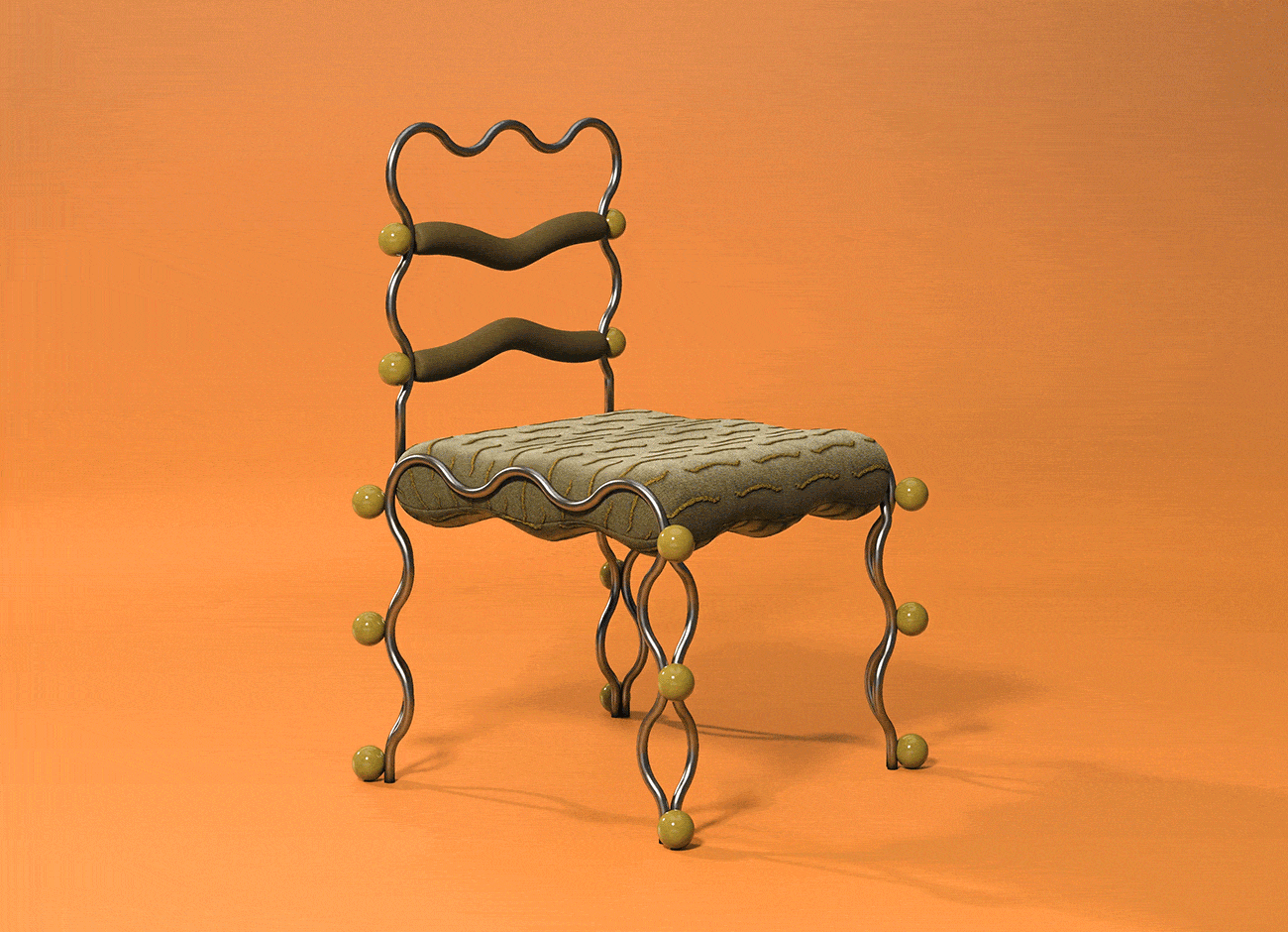 Vela dining chair Animated gif featuring the vela dining chair by malabar, showcasing its sculptural silhouette.